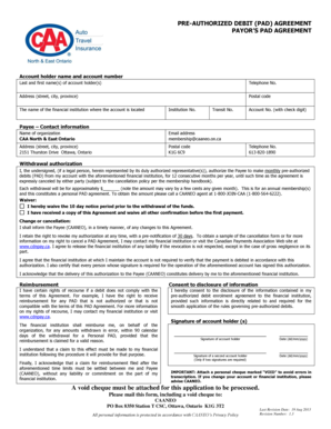 Pre-Authorized Debit Agreement