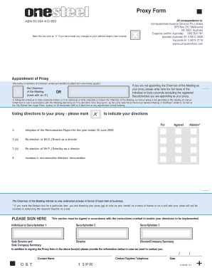 Proxy Form for OneSteel Limited Annual General Meeting