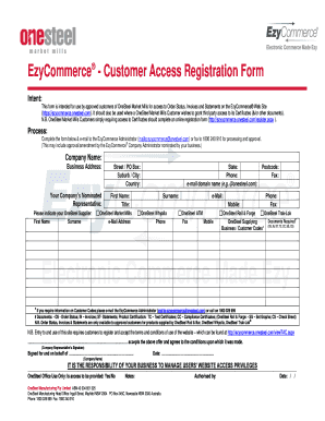 EzyCommerce Customer Access Registration Form