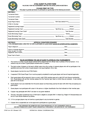 CYSA Guest Player Form