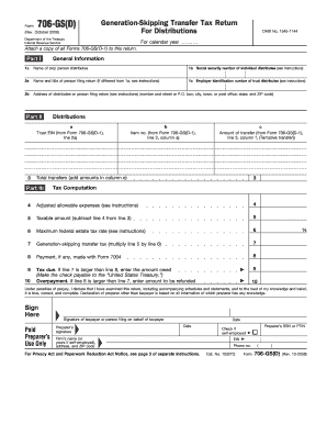 Form 706-GS(D) Generation-Skipping Transfer Tax Return