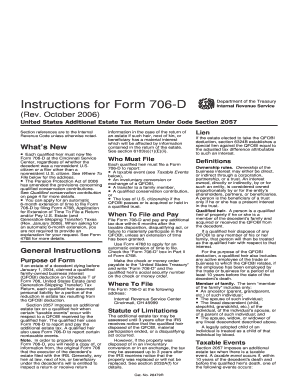 US Additional Estate Tax Return Form 706-D