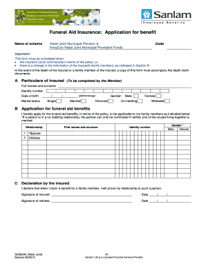 Funeral Aid Insurance Benefit Claim Form
