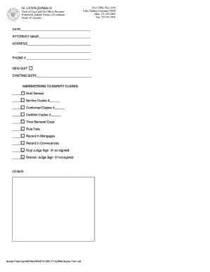 Instructions to Deputy Clerks Form
