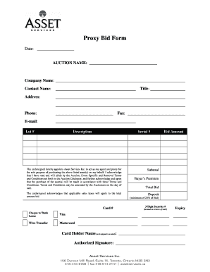 Proxy Bid Form