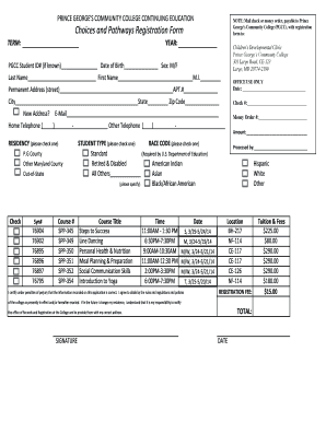 Prince George's Community College Registration Form