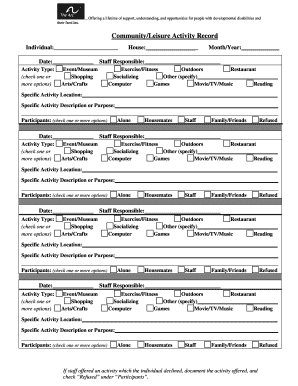 Community Leisure Activity Record