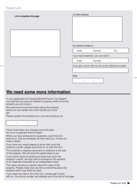 Housing Benefit Property Information Form