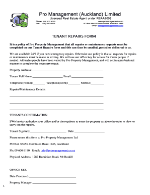 Tenant Repairs Form