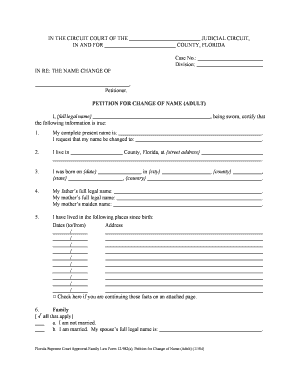 Florida Adult Name Change Petition