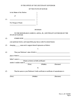 Hawaii Individual Name Change Petition