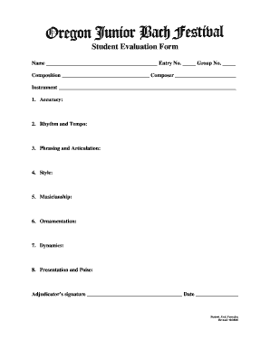 Student Evaluation Form