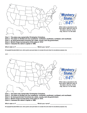 US State Identification Worksheet