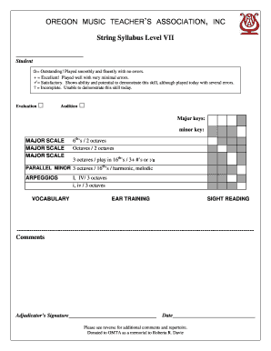 Oregon Music Teacher's Association Evaluation Form