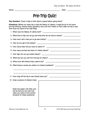 Statue of Liberty Pre-Trip Quiz