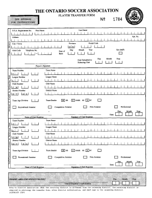 Ontario Soccer Association Player Transfer Form
