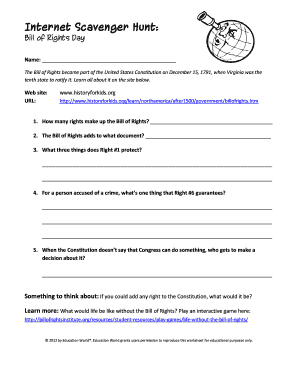 Bill of Rights Day Worksheet