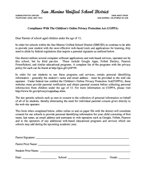 COPPA Parental Consent Form