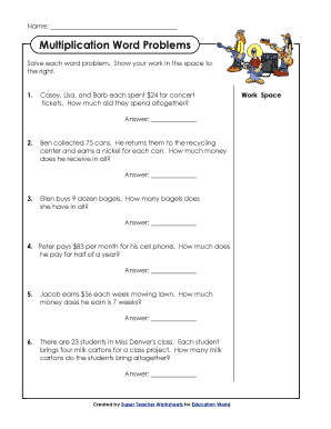 Multiplication Word Problems - Education World Inc