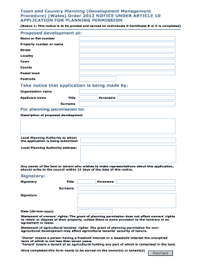 Wales Planning Permission Application Notice