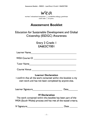 ESDGC Awareness Assessment Booklet