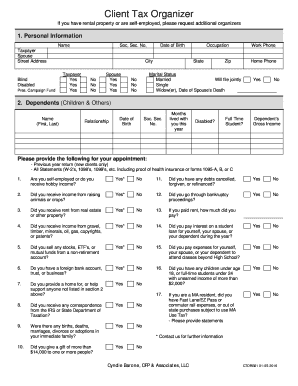 Client Tax Organizer Form