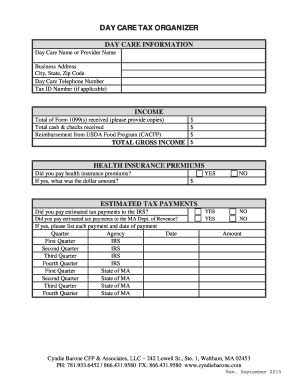 Day Care Tax Organizer