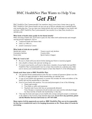 BMC HealthNet Plan Fitness Reimbursement Form