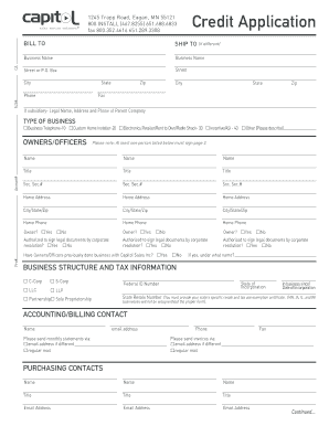 Capitol Sales Credit Application
