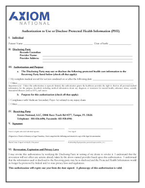 Authorization to Use or Disclose Protected Health Information (PHI)