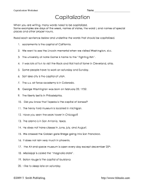 Capitalization Worksheet