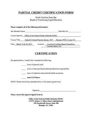 North Carolina CLE Certification Form