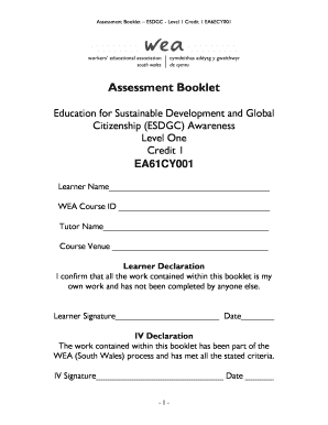 ESDGC Level 1 Credit 1 Assessment Booklet