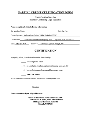 North Carolina CLE Certification Form