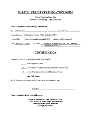 North Carolina CLE Certification Form