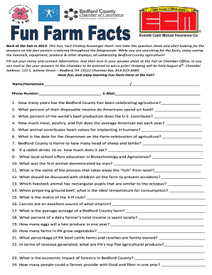 Bedford County Fair Scavenger Hunt Form