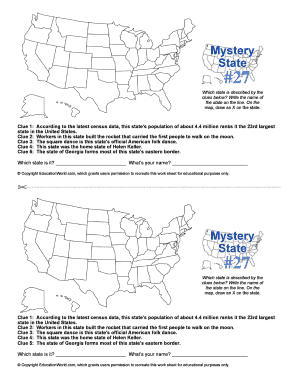 US State Identification Worksheet