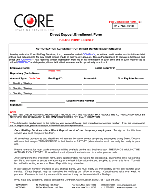 Direct Deposit Enrollment Form