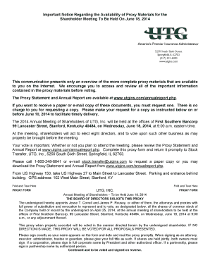 Proxy Form for UTG Inc Annual Meeting