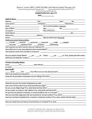Couples and Family Intake Form