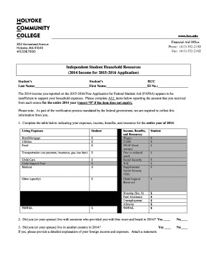 2015-2016 Financial Aid Verification Form
