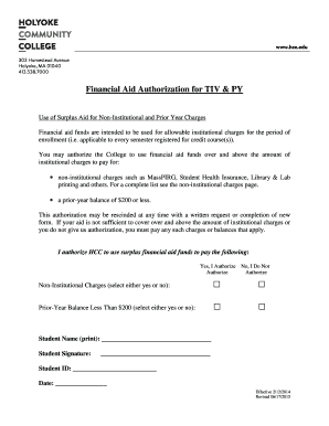 Financial Aid Authorization Form