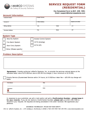 Residential Service Request Form