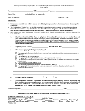 Employee Application for Family or Medical Leave