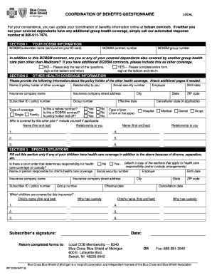 Coordination of Benefits Questionnaire