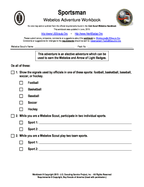 Sportsman Webelos Adventure Workbook