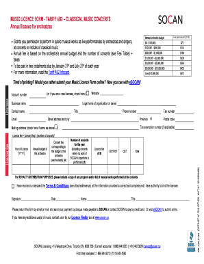Music Licence Form - Tariff 4B2