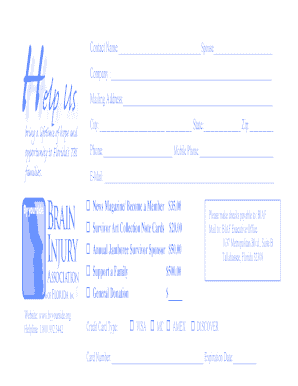 Brain Injury Association of Florida Donation Form