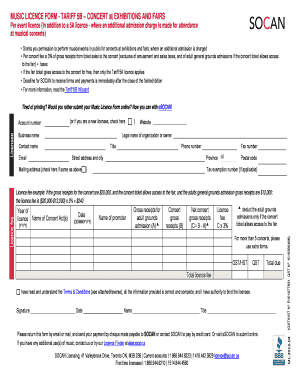 Music Licence Form - Tariff 5B
