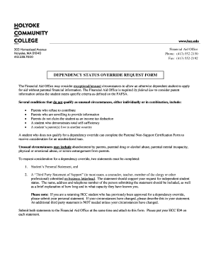 Dependency Status Override Request Form